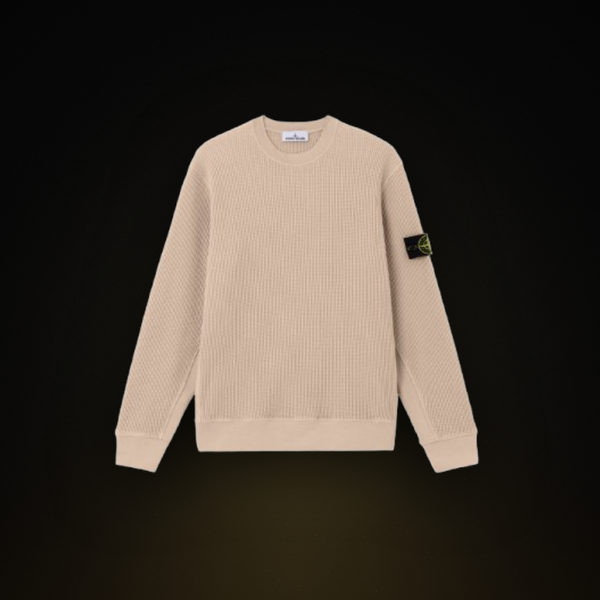 Stone Island Organic Cotton Waffle Fleece Sweatshirt – Desert Beige